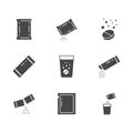 Sachet glyph icons. Vector illustration included icon as sugar powder packet, soluble pill, effervescent effect outline