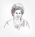 Sachin Ramesh Tendulkar famous Indian former international cricketer vector sketch portrait