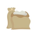 Sack or bag sand and rice seed. Farmer flour and potato pallet brown farming isolated vector illustration. Plant mill wheat