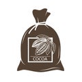 Sack with cacao beans Royalty Free Stock Photo