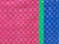 Sack color stripe background surface, summer color layer, color chessboard grid, pink green and navy blue, majority pink on left s