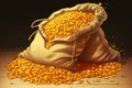 A sack of corn grains, illustrated in a lifelike cartoon style