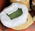 Sack of delicious green herbs that read `Parsley` in Hebrew for your enjoyment tonight