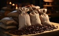 Sack of Flavors: Coffee Beans in Jute, Perfume of the Perfect Aroma...Coffee Beans in Bags, Aromas and Sensations