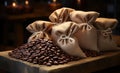 Sack of Flavors: Coffee Beans in Jute, Perfume of the Perfect Aroma...Coffee Beans in Bags, Aromas and Sensations