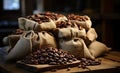 Sack of Flavors: Coffee Beans in Jute, Perfume of the Perfect Aroma...Coffee Beans in Bags, Aromas and Sensations