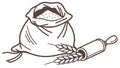 Sack of Flour with Rolling Pin and Wheat, Baking Essentials Design, vector design Generative AI Royalty Free Stock Photo