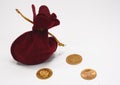 Sack and gold coins Royalty Free Stock Photo
