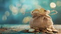 The sack of gold coins.AI generated image Royalty Free Stock Photo