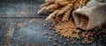 Sack of Grain Beside Bunch of Wheat