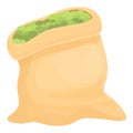 Sack lentil icon cartoon vector. Vegetable sack bean