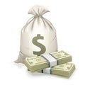 Sack and money Royalty Free Stock Photo