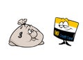 Sack money credit card business characters cartoon