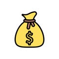 Sack, money, dollar icon. Simple color with outline vector elements of economy icons for ui and ux, website or mobile application Royalty Free Stock Photo