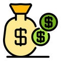 Sack profit dollar icon color outline vector Royalty Free Stock Photo
