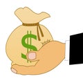 Sack with a sign dollars on a hand Royalty Free Stock Photo