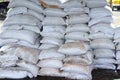 Sack stock of salt on shop Royalty Free Stock Photo