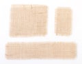 Sackcloth set tags over white. burlap. Royalty Free Stock Photo