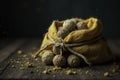 Sackcloth wrapped around a bundle of moth balls, sackcloth, disheveled Royalty Free Stock Photo
