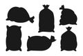 Sacks black silhouette set bag burlap icon vector