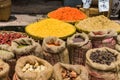 Sacks of Chinese herbs in the market