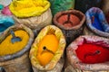 Sacks of Colored Paint Pigment Powders in Istanbul, Turkey