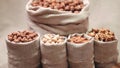 Sacks of different types nuts