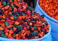 Sacks of dried and dyed flowers. Marrakesh, Morocco. Royalty Free Stock Photo