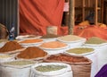 Sacks full of bulk spices, beans, and coffee at a market in Harar, Ethiopia Royalty Free Stock Photo