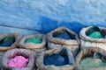 Sacks full of colored pigments