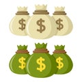 Sacks of Money Flat Icon Isolated on White Royalty Free Stock Photo