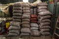 Sacks of Potatoes at Paloqumao Market BogotÃÂ¡ Royalty Free Stock Photo