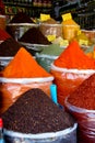 Sacks of spices at market stall in sanliurfa bazar Royalty Free Stock Photo