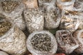 Sacks of various dried fish at a public market in Sual, Pangasinan, Philippines