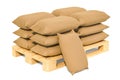Sacks on the wooden pallet, 3D rendering Royalty Free Stock Photo