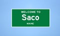 Saco, Maine city limit sign. Town sign from the USA.