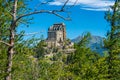 Scenic sight of the Sacra di San Michele Saint Michael`s Abbey. Province of Turin, Piedmont, Italy. Royalty Free Stock Photo