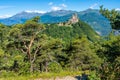 Scenic sight of the Sacra di San Michele Saint Michael`s Abbey. Province of Turin, Piedmont, Italy. Royalty Free Stock Photo