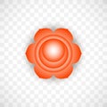 Sacral chakra Svadhisthana in Orange color isolated on transparent background. Isoteric flat icon. Geometric pattern.