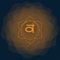 Sacral chakra of svadhisthana sign. Icon with rounded circle smoke aura. EPS 10 vector illustration