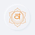 Sacral chakra of svadhisthana sign. Icon with white neumorphic soft rounded circle button. EPS 10 vector illustration