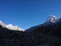 Sacral Himalayas. Bhagirathi III peaks Royalty Free Stock Photo