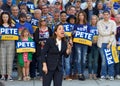 Lieutenant governor Eleni Kounalakis speaking at the Town Hall with Presidential candidate Pete Buttigieg Royalty Free Stock Photo