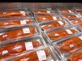 Sacramento, CA, USA December 13th, 2022 Packages of Wild sockeye salmon fillet for sale at a local costco warehouse Royalty Free Stock Photo