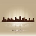 Sacramento California city skyline silhouette Royalty Free Stock Photo