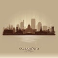 Sacramento California city skyline vector silhouette Royalty Free Stock Photo