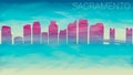 Sacramento California City USA Skyline Silhouette. Broken Glass Abstract Geometric Dynamic Textured. Banner Background. Colorful S Royalty Free Stock Photo