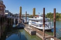 Hornblower cruise boat moored near Tower bridge in Sacramento, California, USA on August Royalty Free Stock Photo