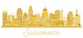 Sacramento California USA City Skyline Golden Silhouette. Royalty Free Stock Photo
