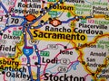 Sacramento city on Usa travel map.